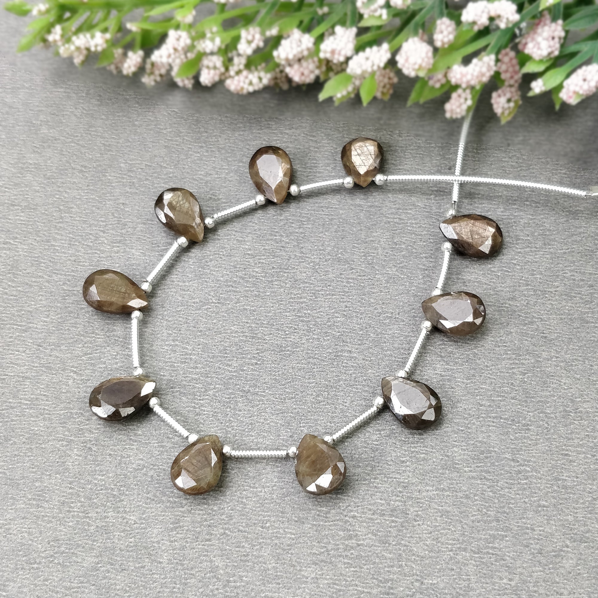 Natural Unheated Golden Brown Chocolate Sapphire Gemstone Loose Beads - 26.85cts Pear Shape Faceted 10x7mm for Jewelry Making, DIY Crafts & Beading Projects