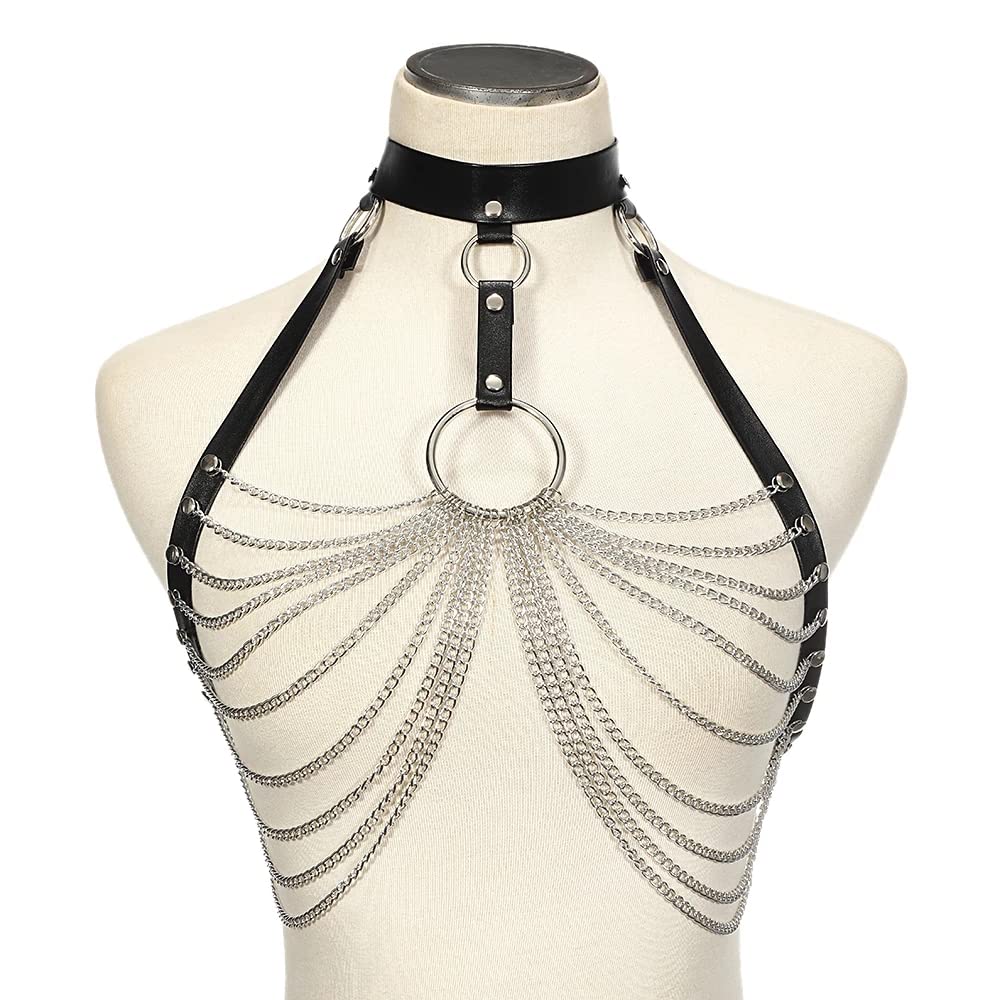 Punk Leather Body Chain - Adjustable Waist Chain Belt for Women & Girls | Gothic Belly Chains for Rave, Nightclub & Party Accessories | Perfect for Music Festivals, Costume Parties & Biker Fashion