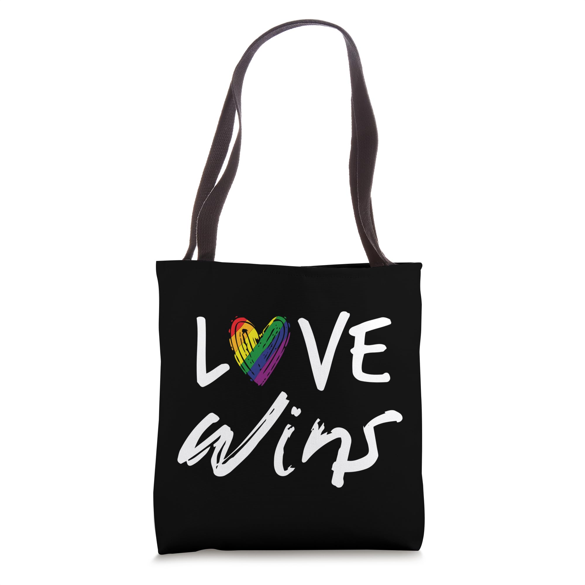 Love Wins Tote Bag - LGBTQ Pride Reusable Shopping Bag for Groceries, Beach & Work | Durable Cotton Canvas Carryall for Everyday Use, Pride Parades & Supportive Fashion