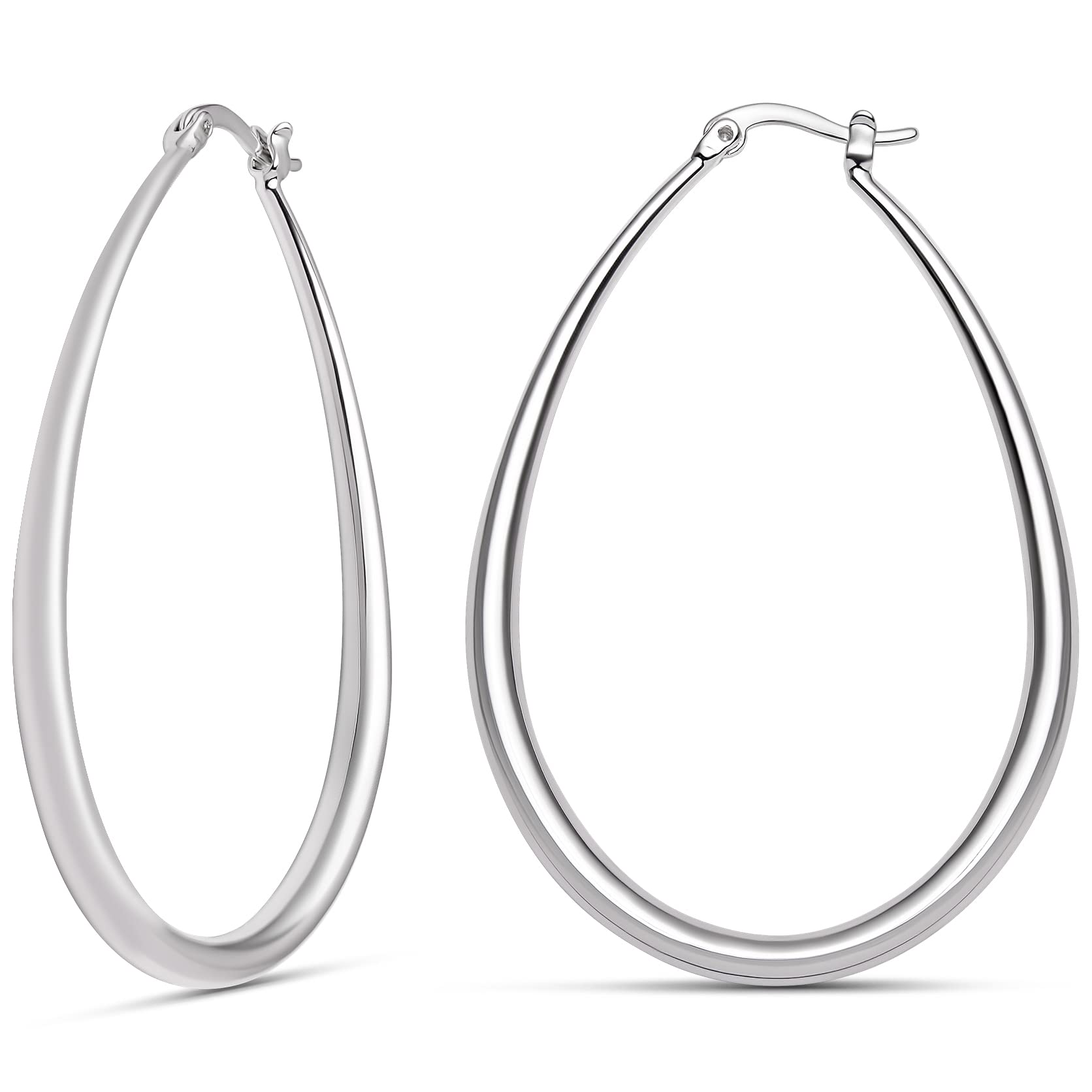MILLA Oval Hoop Earrings for Women - 14K Gold Plated, Rose Gold & Sterling Silver Plated Hypoallergenic Lightweight Earrings - Perfect for Everyday Wear, Office & Special Occasions