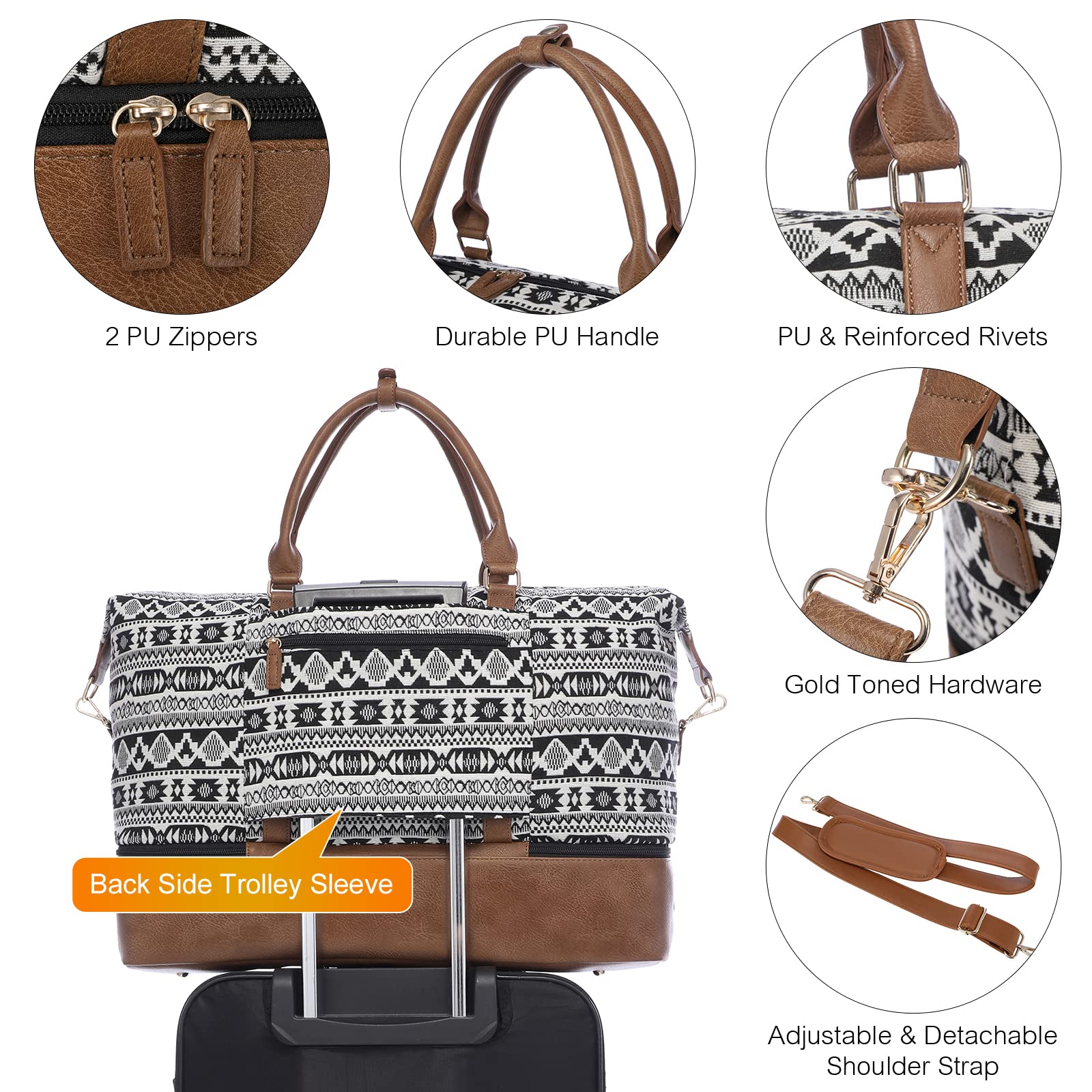 **Sucipi Women's Canvas Weekender Travel Duffle Bag with Shoe Compartment & Toiletry Pouch - Perfect for Overnight Trips, Gym, Hospital, Labor & Delivery, Weekend Getaways**
