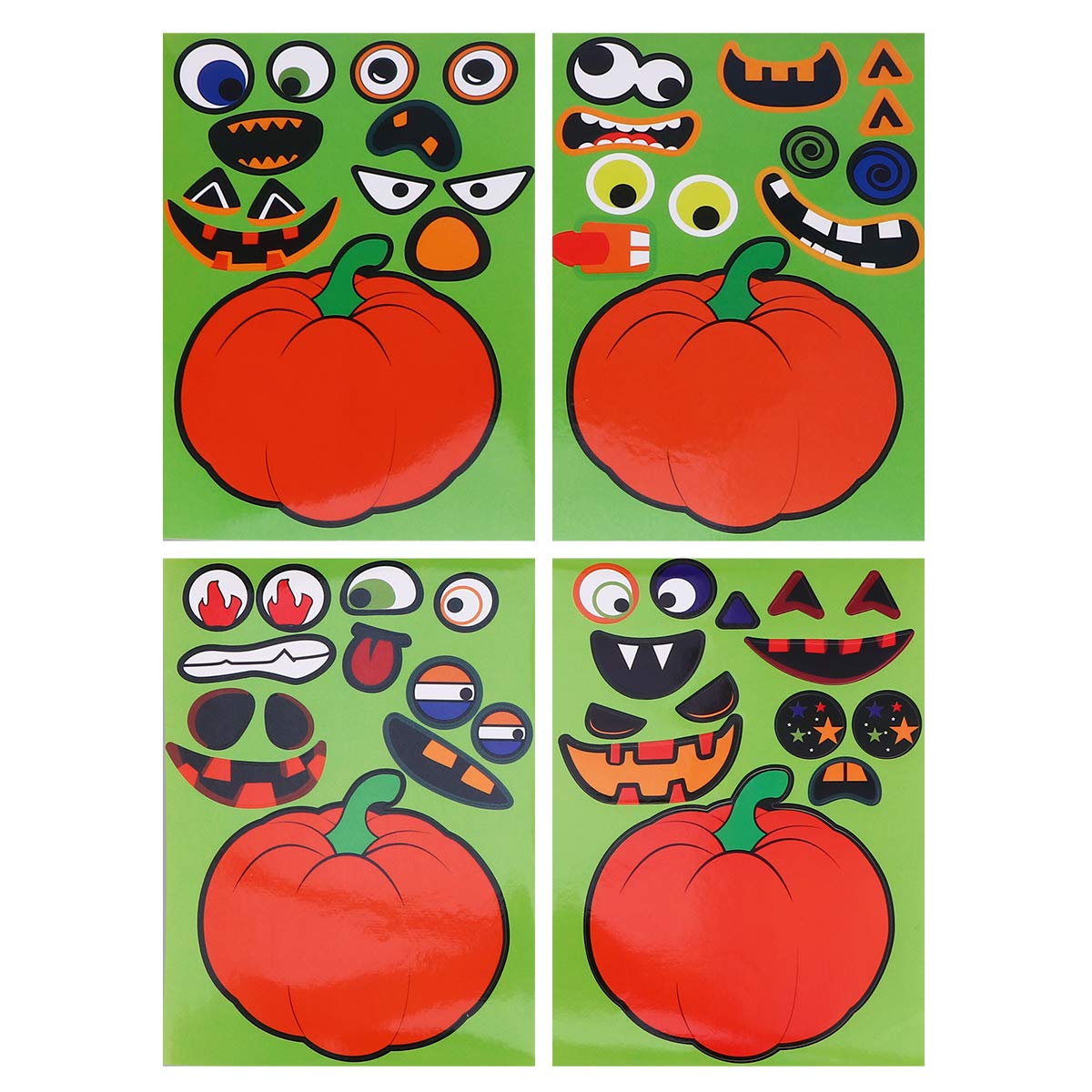 PartyKindom Halloween Wall Stickers - 16-Piece Set with 4 Pumpkin & Grimace Designs, Removable Decals for Home & Party Decor | Perfect for Halloween Parties, Classroom Decor, and Spooky Room Makeovers