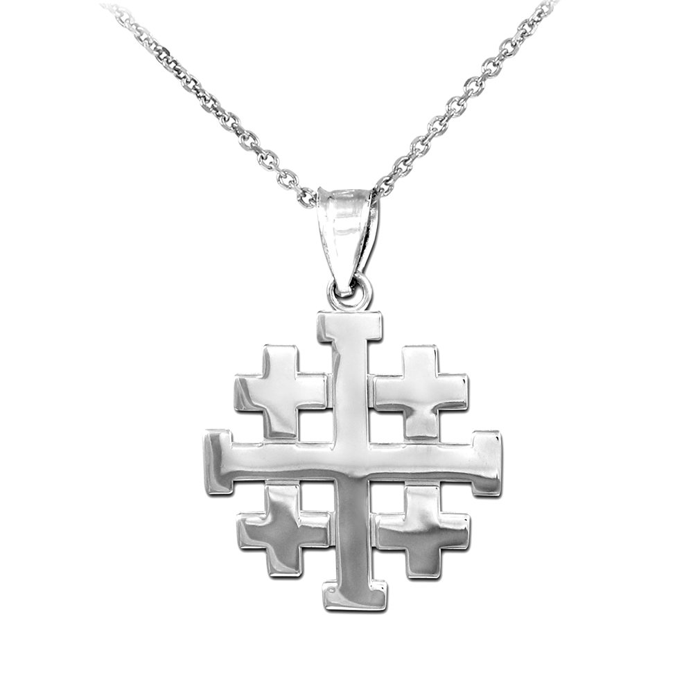 925 Sterling Silver Crusaders Jerusalem Cross Pendant Necklace - Religious Jewelry for Men & Women, Polished Finish - Perfect for Church, Daily Wear & Spiritual Gifts
