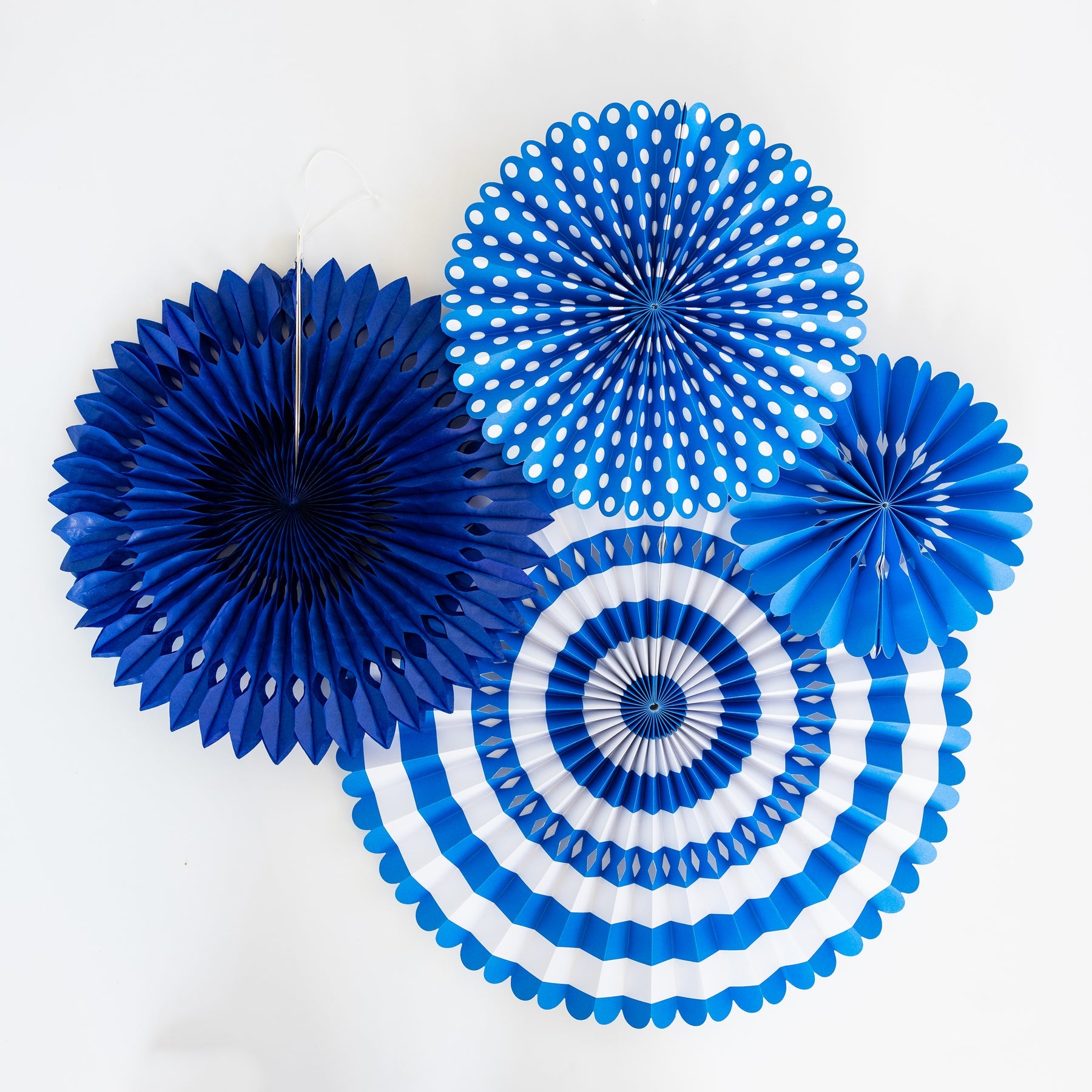 Blue & White Party Fan Set - 12 Pack Handheld Fans for Weddings, Events & Outdoor Gatherings - Perfect for Summer, Beach & Birthday Parties
