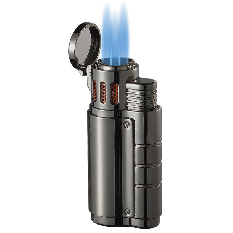 Visol Champ Triple Torch Cigar Lighter - Windproof Butane Lighter for Cigars, Cigarettes & Outdoor Use - Gunmetal Finish - Perfect for Smoking Enthusiasts & Gifts