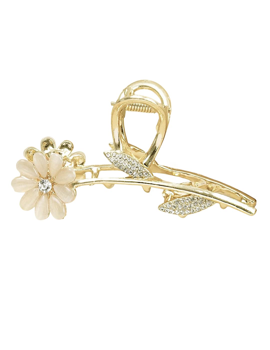 Golden Floral Claw Clips for Women & Girls - Large Hair Clutch Hair Accessories for Thick Hair, Ponytails & Updos - Perfect Gift for Women & Girls