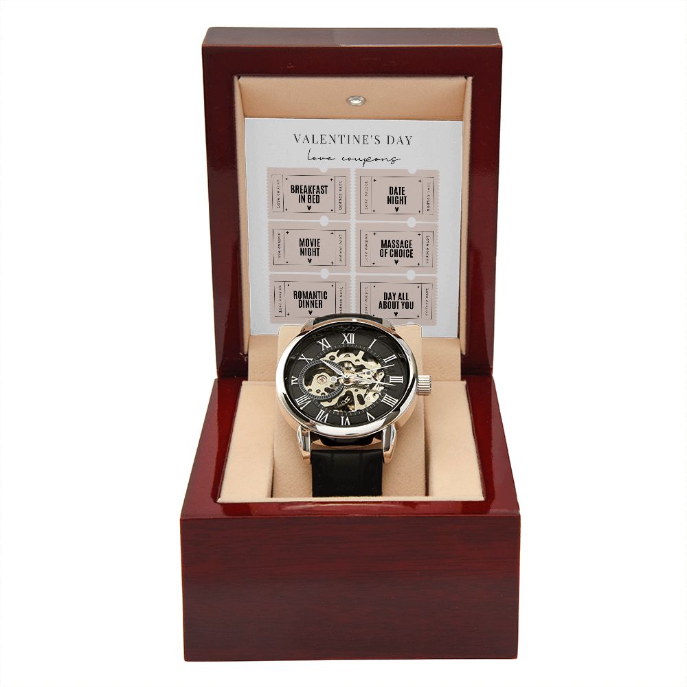 Valentine's Day Gifts for Husband - Elegant Openwork Men's Watch | Perfect Anniversary, Birthday & Romantic Occasion Present