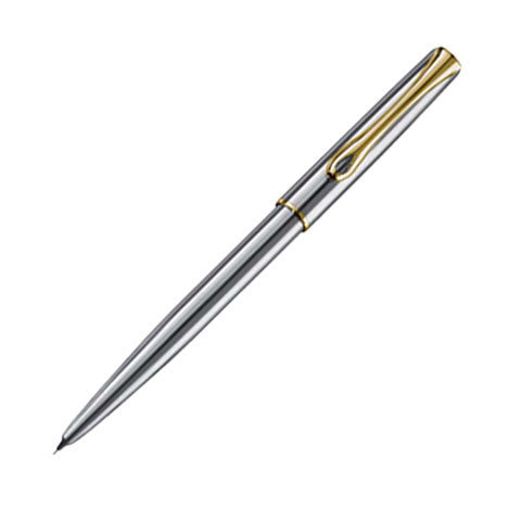 Diplomat Traveller Stainless Steel Gold Trim Ballpoint Pen - Premium Writing Instrument for Business, Travel & Gifts