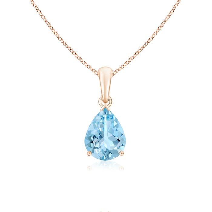 Natural Aquamarine Solitaire Pendant Necklace for Women - 14K Gold/Platinum/Sterling Silver | March Birthstone Jewelry | Elegant Gift for Birthday, Anniversary & Special Occasions | Perfect for Weddings, Parties & Everyday Wear