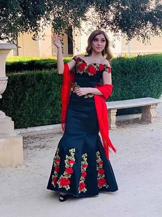 Elegant Floral Embroidered Quinceañera Dress - Mermaid Satin Prom Gown for 2025 Formal Events | Perfect for Sweet 15, Quince Celebrations & Special Occasions