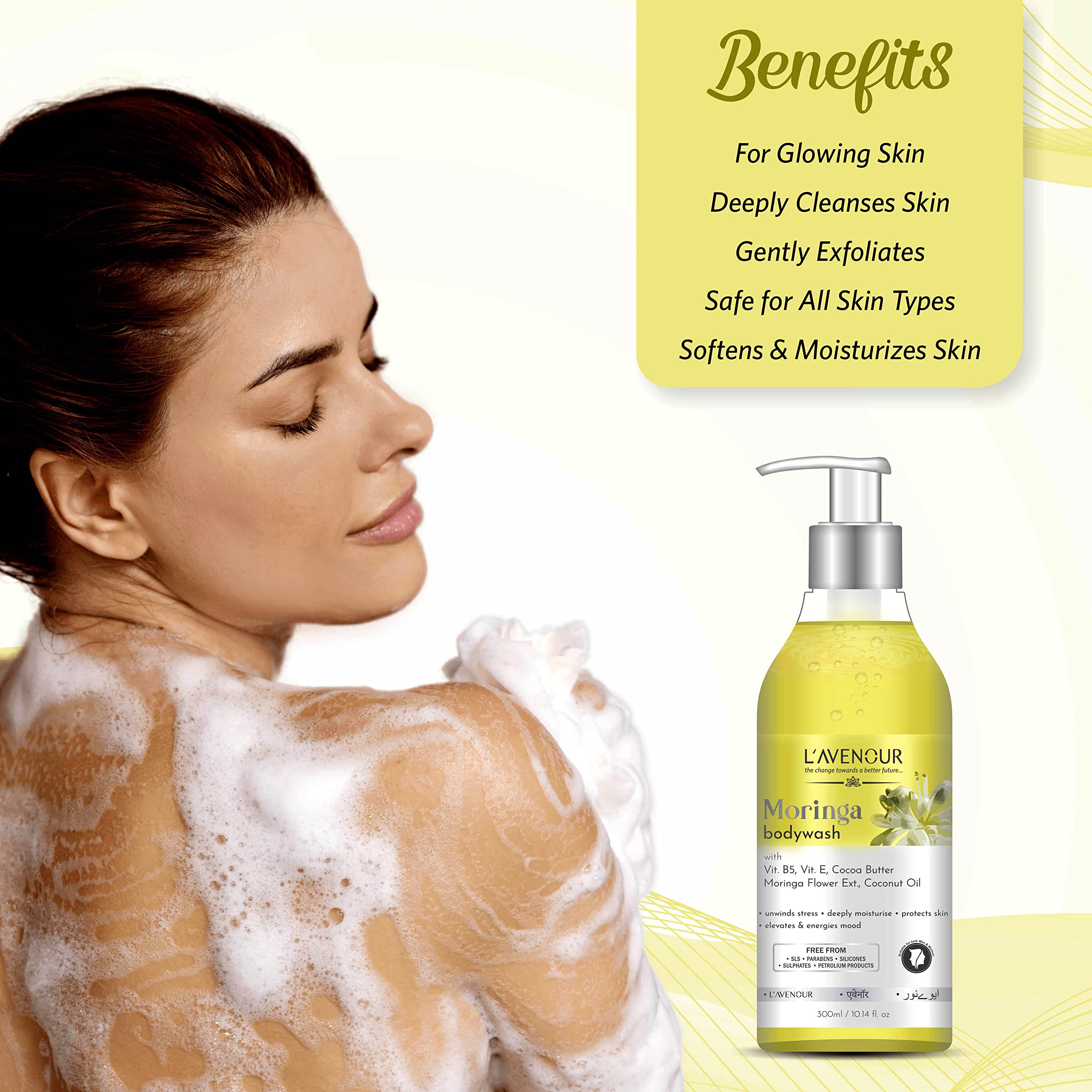 L'avenour Arabian Musk & Moringa Body Wash Combo Set - Moisturizing Shower Gel for Soft, Smooth Skin - Women & Men - Perfect for Daily Shower & Spa Relaxation