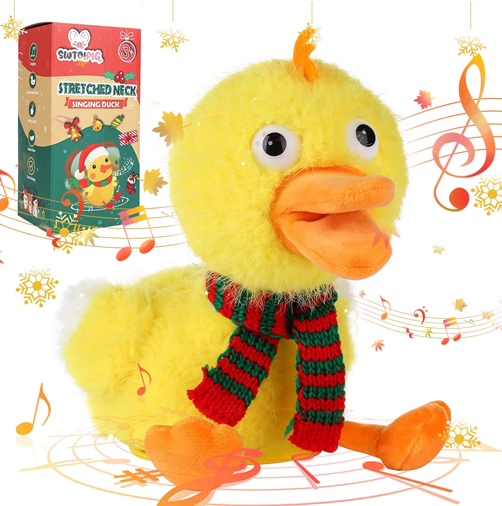 Singing Dancing Duck Plush Toy - Animated Musical Duck with Quacking Sounds & Body Shakes | Fun English Songs for Kids | Perfect Gift for Boys & Girls | Christmas Birthday Party Decor & Interactive Playtime Companion