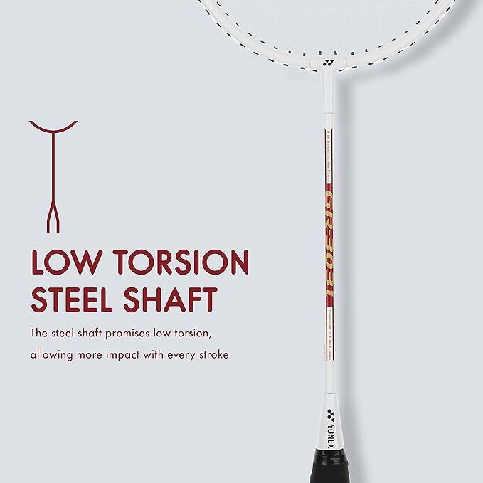 Yonex GR 303i White Prestrung Badminton Racket - Professional Grade Tennis Racket for Indoor/Outdoor Play - Made in India | Perfect for Tournaments, Training & Recreational Games