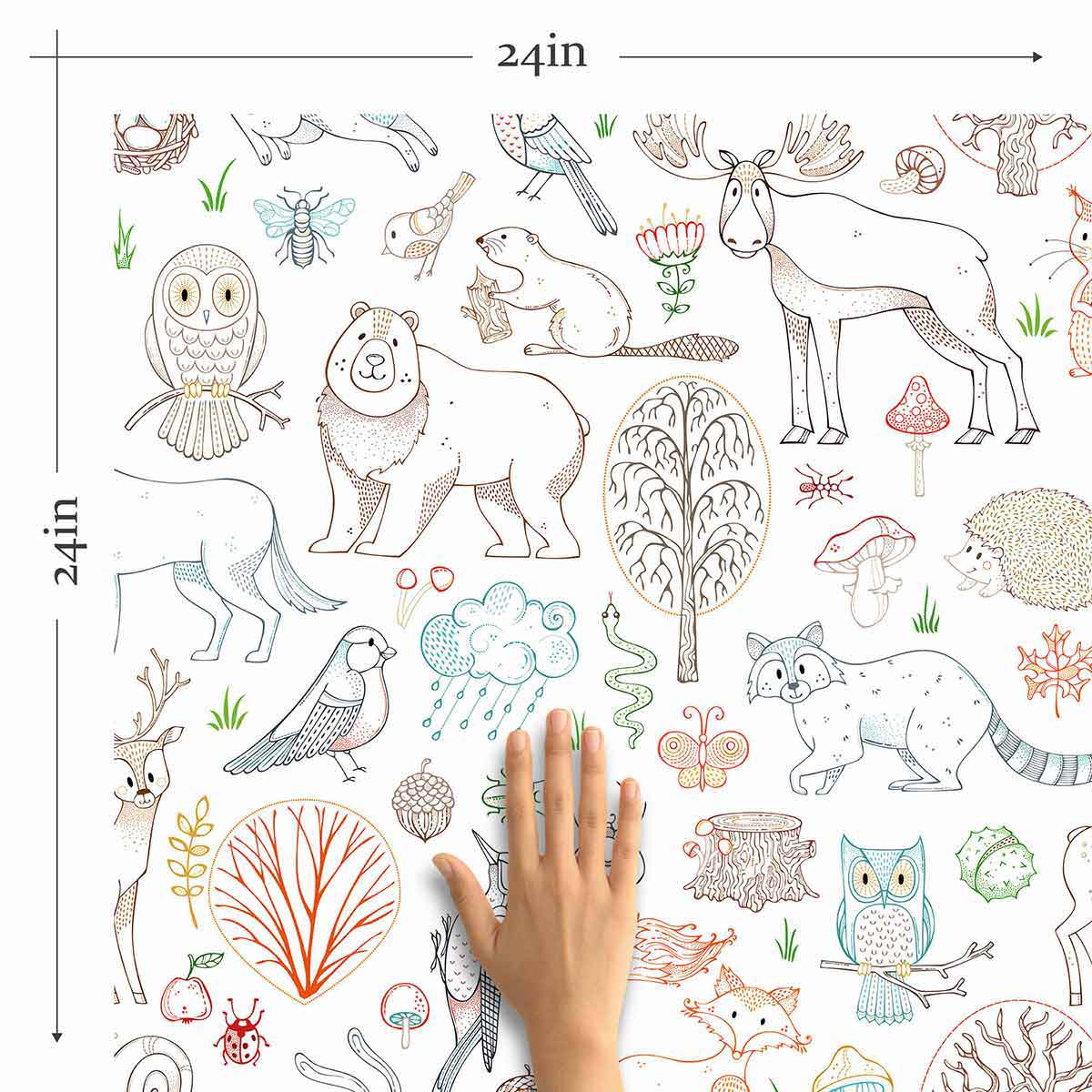 Purple Animals Peel and Stick Removable Wallpaper - Self-Adhesive Decorative Wall Covering for Kids Room, Nursery, Dorm - Easy to Apply & Remove - 3008 Design