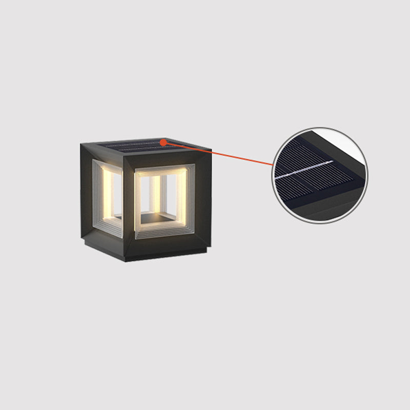 Solar Powered LED Light Cube Outdoor Post Light - Waterproof & Durable for Garden, Pathway, and Patio Lighting