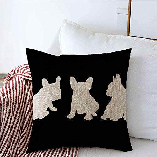 16x16 Inch Brawny Bulldog Dog Breed Throw Pillow Covers - Cute Pet Haired Boxer Animal Doggy Black Wildlife Linen Square Decorative Covers for Sofa, Couch & Bed - Perfect for Living Room, Nursery & Pet Lover Gifts