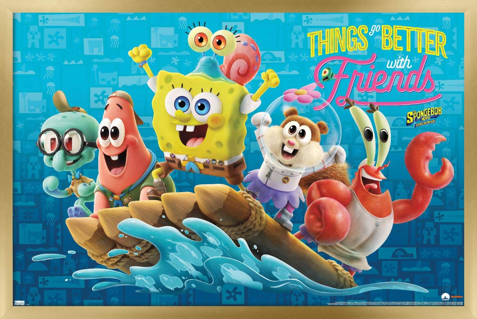 Trends International The SpongeBob Movie: Sponge On The Run - Premium Gold Framed Wall Poster 14.725