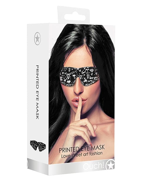 Shots Ouch Love Street Art Fashion Printed Eye Mask - Black Sleep Mask for Travel, Meditation & Relaxation - Soft Comfortable Blindfold for Better Sleep