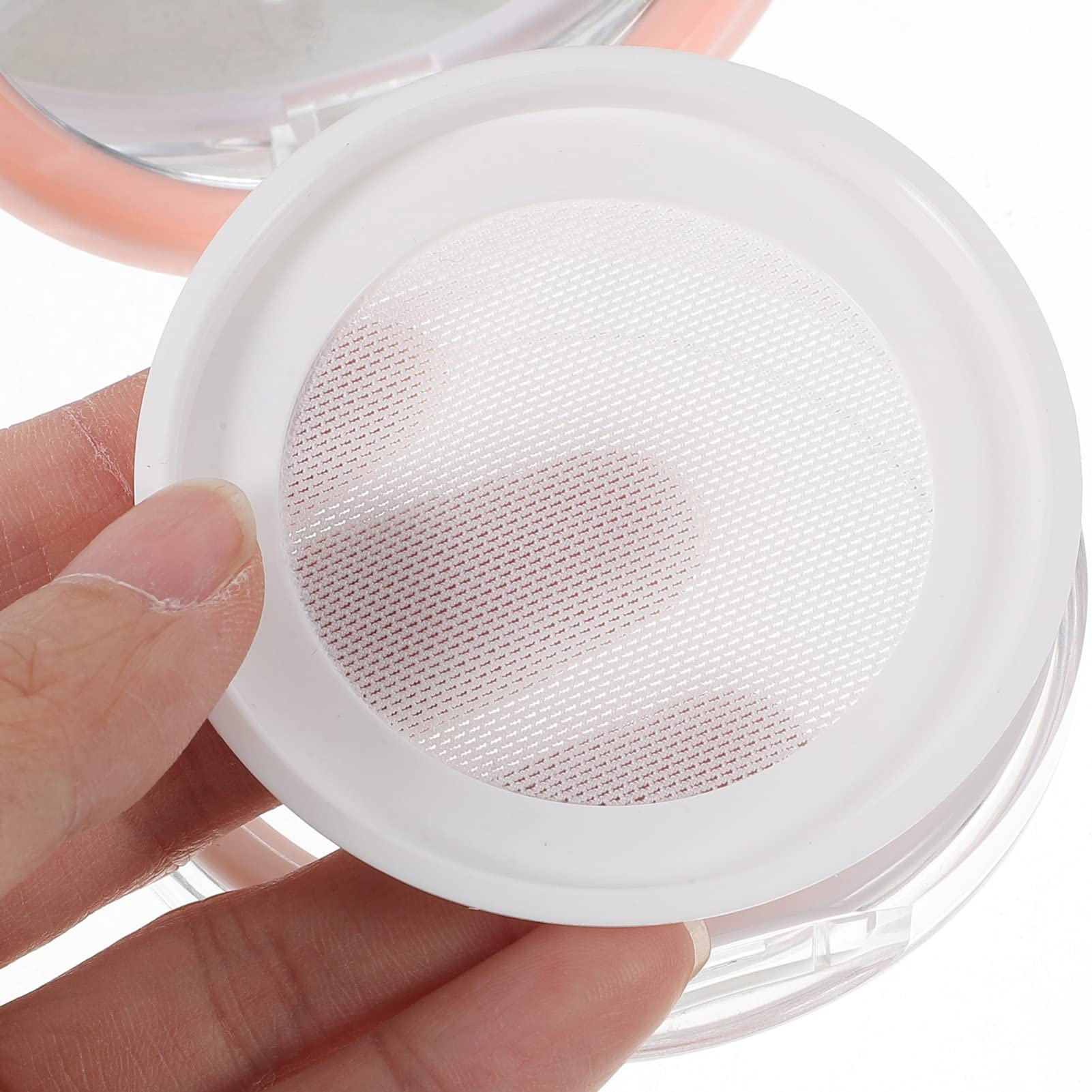 FOMIYES 3-Piece Translucent Powder Case Set with Mirror & Sponge - Portable Loose Powder Container for Makeup, Glitter & Beauty Essentials - Perfect for Travel, Touch-ups & Professional Makeup Kits