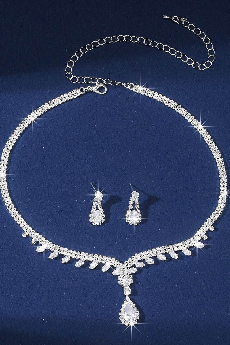 Stunning Zircon Earrings & Necklace Jewelry Set (2-Piece) - Perfect for Weddings, Parties & Special Occasions | 744226327188
