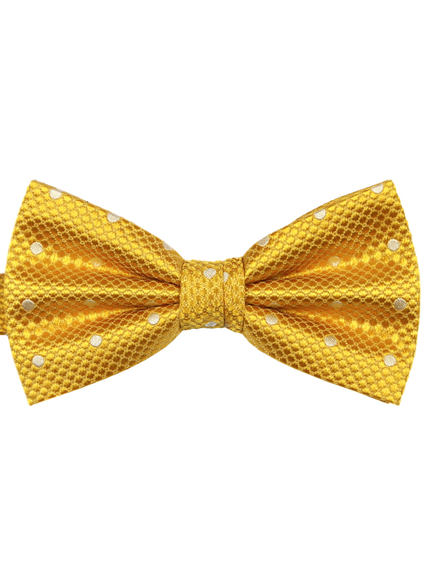 Classic Spot Bow Tie for Men - Yellow & White Polka Dot Pattern | Perfect for Weddings, Parties & Formal Events