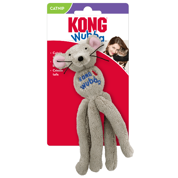 KONG Wubba Mouse Cat Toy - Interactive Pet Toy for Cats with Squeaker, Durable & Fun - Perfect for Indoor Play, Exercise & Bonding with Your Feline Friend