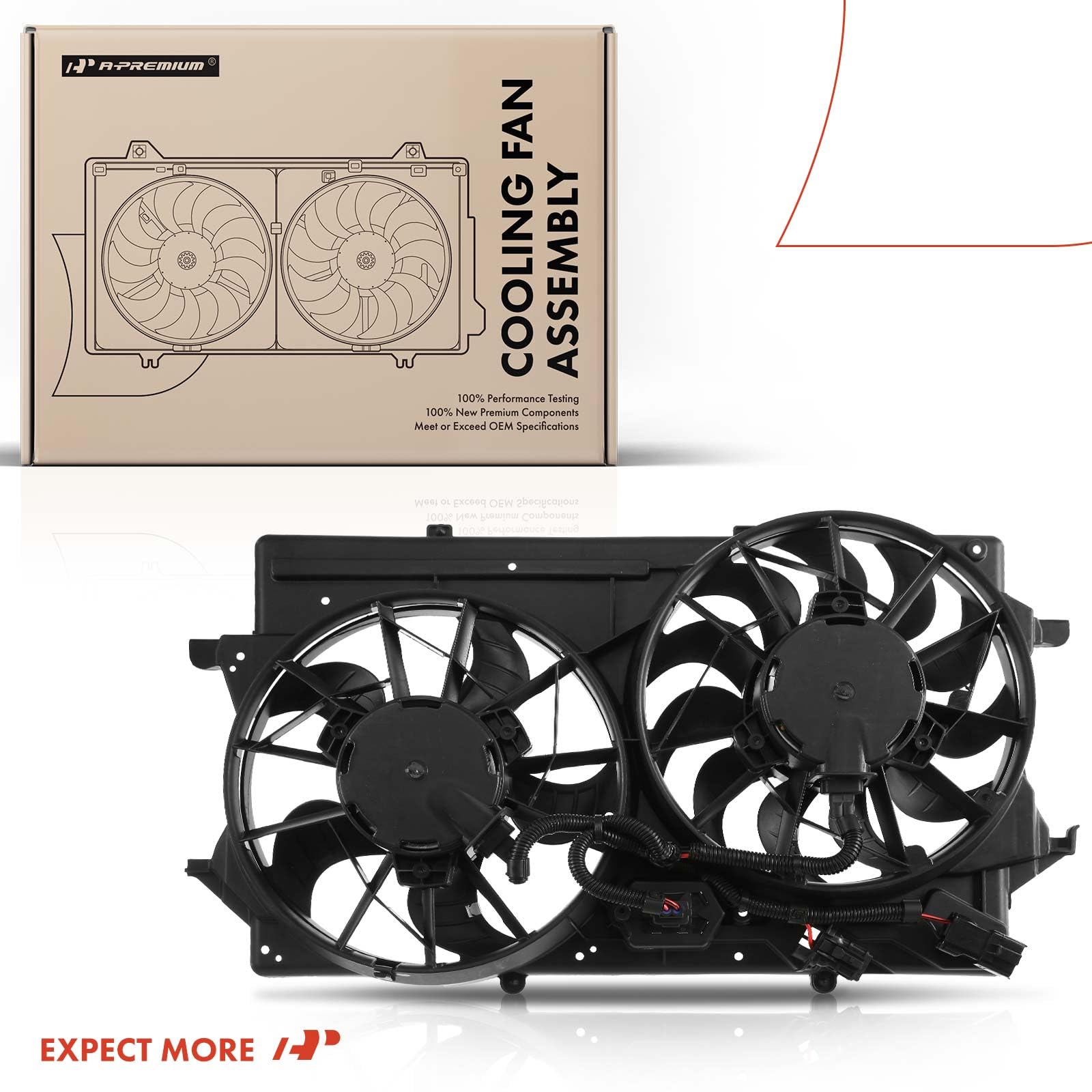 Premium Engine Radiator Cooling Fan Assembly for Ford Focus 2000-2004 - Direct Replacement for CF15080 & YS4Z8C607AA - Perfect for Overheating Prevention & Engine Cooling in Hot Weather or Heavy Traffic