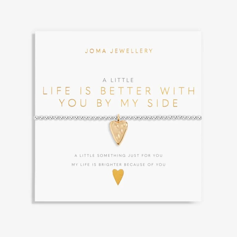 Joma Jewellery Bracelet - A Little Life Is Better With You By My Side - Sterling Silver Friendship Bracelet for Women - Perfect Gift for Best Friend, Sister or Loved One - Everyday Wear & Special Occasions