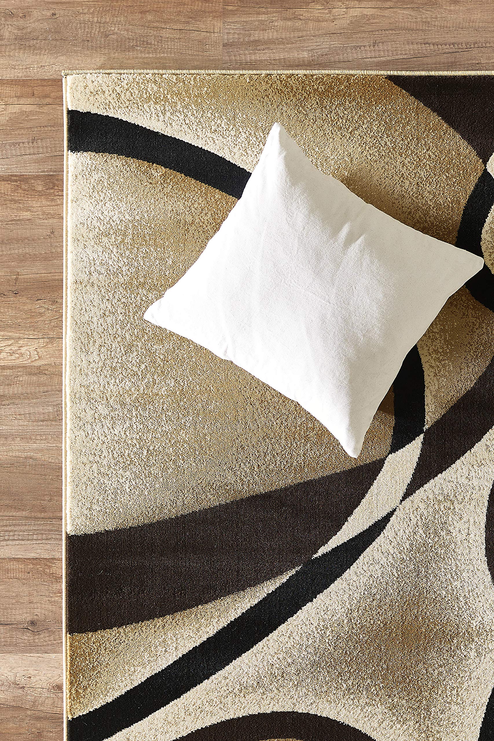 GLORY RUGS Modern 8x10 Brown Swirl Area Rug - Non-Slip Contemporary Carpet for Bedroom, Living Room & Dining Room | Sevilla Collection 4816 | Soft & Durable Floor Covering for Home Decor (8x10 Feet, Brown)