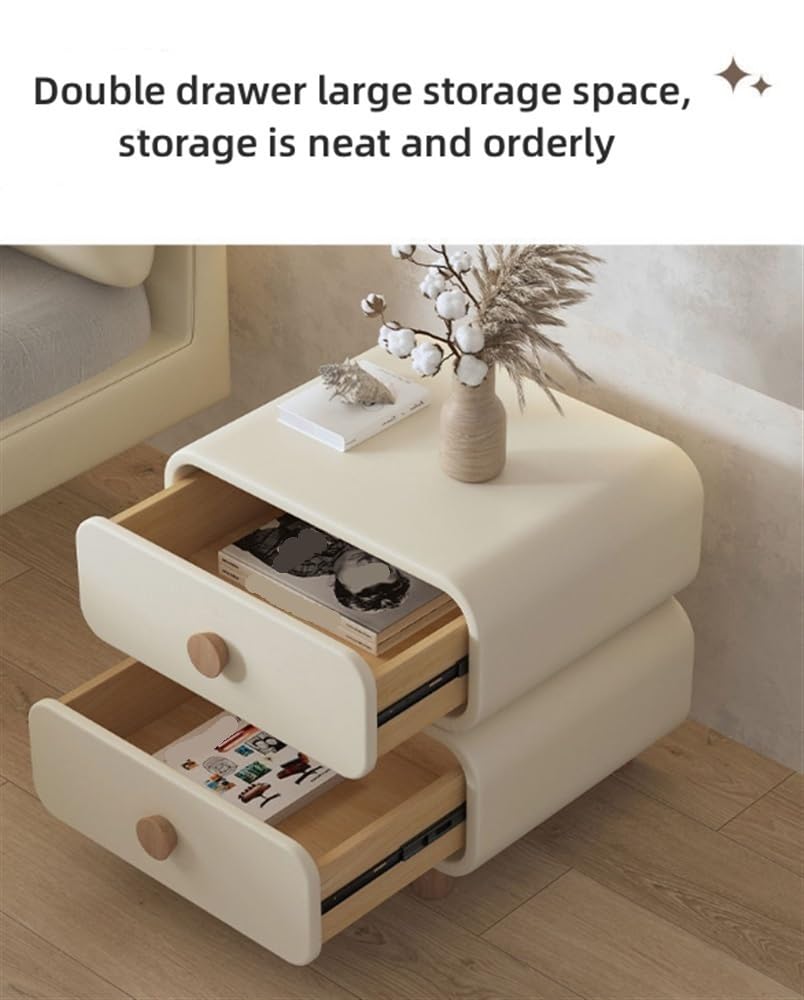 Modern White Wooden Bedside Table with Drawer - Simple Nightstand for Bedroom, Living Room - 19.7 x 15.7 x 19.7 Inches - Perfect for Small Spaces, Apartment Decor & Storage Solutions