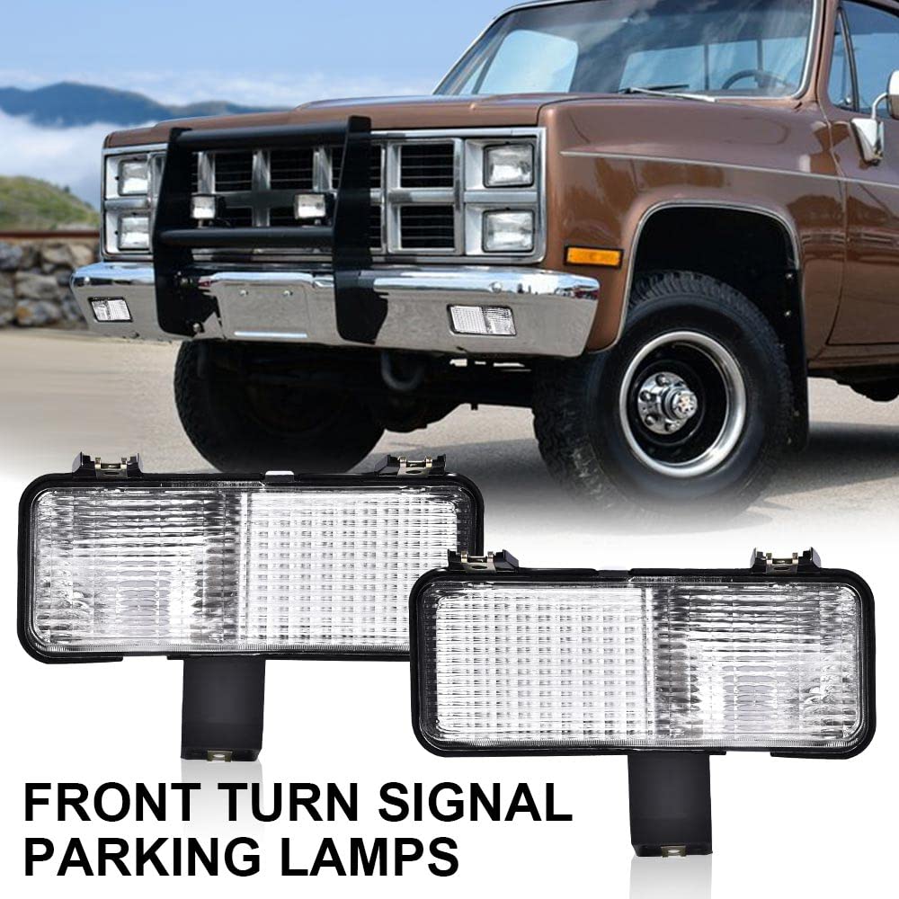 PIT66 Front Turn Signal & Park Lamps Lights - Compatible with Chevy PU/Suburban/Blazer 1981-1982 - Set of 2 New White Bulbs - Perfect for Classic Truck Restoration & Nighttime Safety Driving
