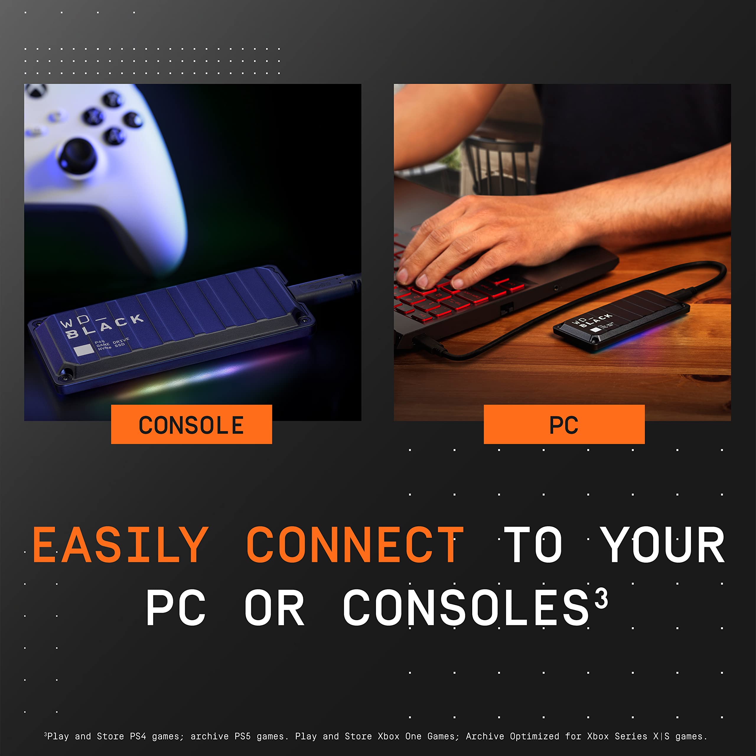 Western Digital 2TB P40 Portable External SSD - High-Speed 2000MB/s Gaming SSD with RGB Lighting for PS5, Xbox Series X, PC & Mac - Perfect for Gaming, Video Editing & Large File Storage - WDBAWY0020BBK-WESN