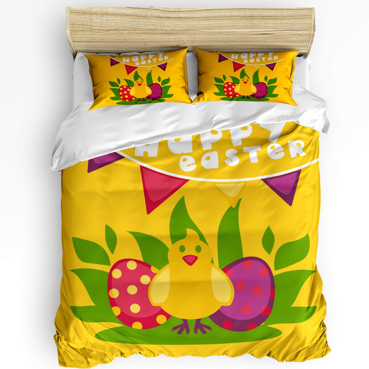 ALAGEO 3-Piece Easter Egg Duvet Cover Set - Full Size Polka Dot Bedding with Zipper Closure | Soft Microfiber Quilt Cover & 2 Pillowcases | Perfect for Easter Decor, Spring Holiday Bedroom & Seasonal Home Decor