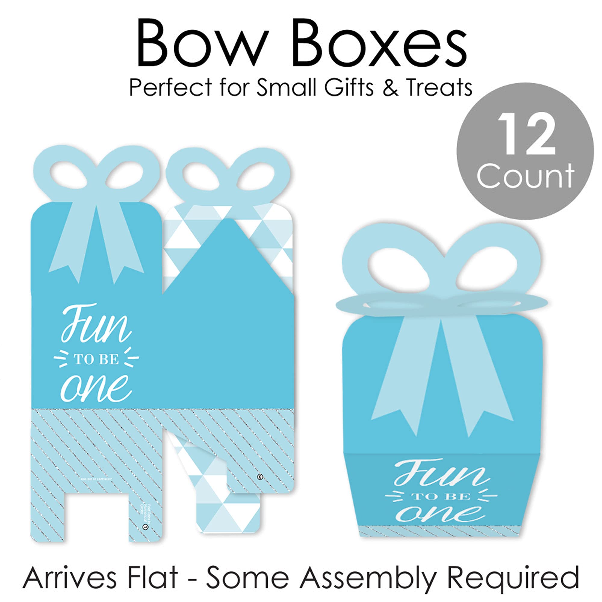 1st Birthday Boy Gift Box Set of 12 - Fun Square Party Favors for Baby Celebration