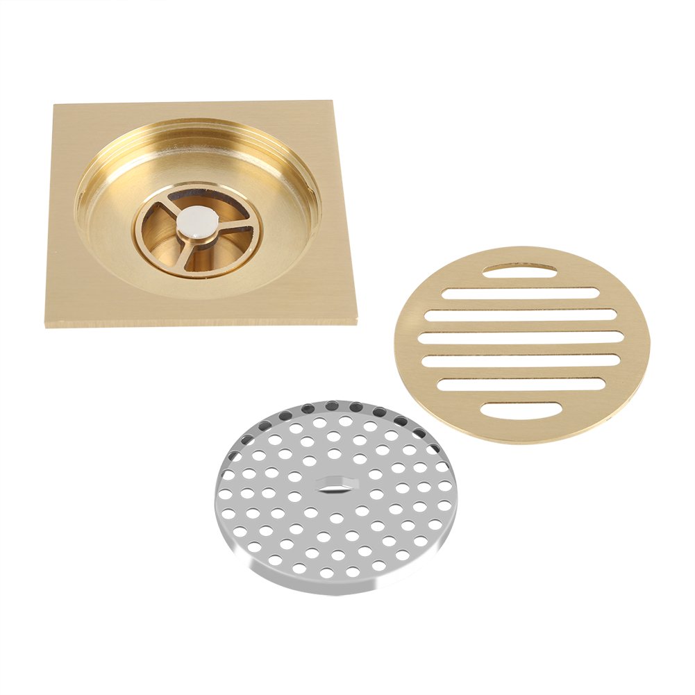 Brass Shower Floor Drain with Removable Strainer Cover - Anti-Clogging Bathroom Tile Insert Drain for Kitchen, Washroom, Garage & Basement | Durable & Stylish Bathroom Upgrade for Modern Homes