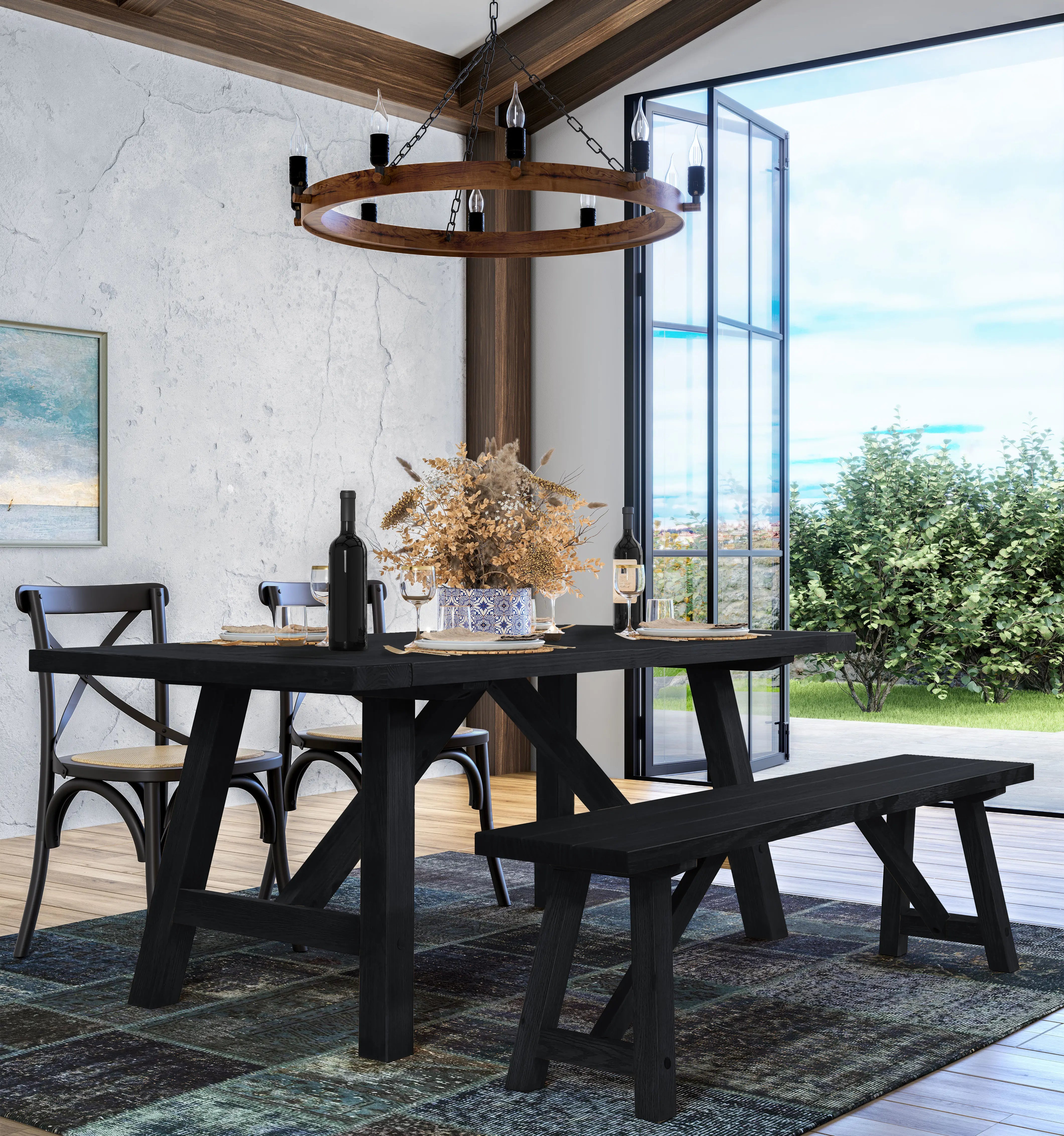 Customizable Cascais 72-Inch Modern Dining Table - Extendable Wooden Table for 8-10 People - Perfect for Family Gatherings & Dinner Parties