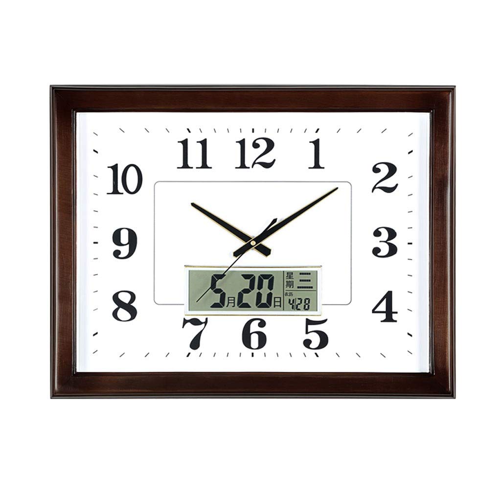 Large Digital Wall Clock 18 Inches - HD LCD Display, Solid Wood Square Design, Silent Operation for Bedroom & Kitchen - Modern Decorative Clock (Color: Black) - Perfect for Home, Office, and Living Room Décor