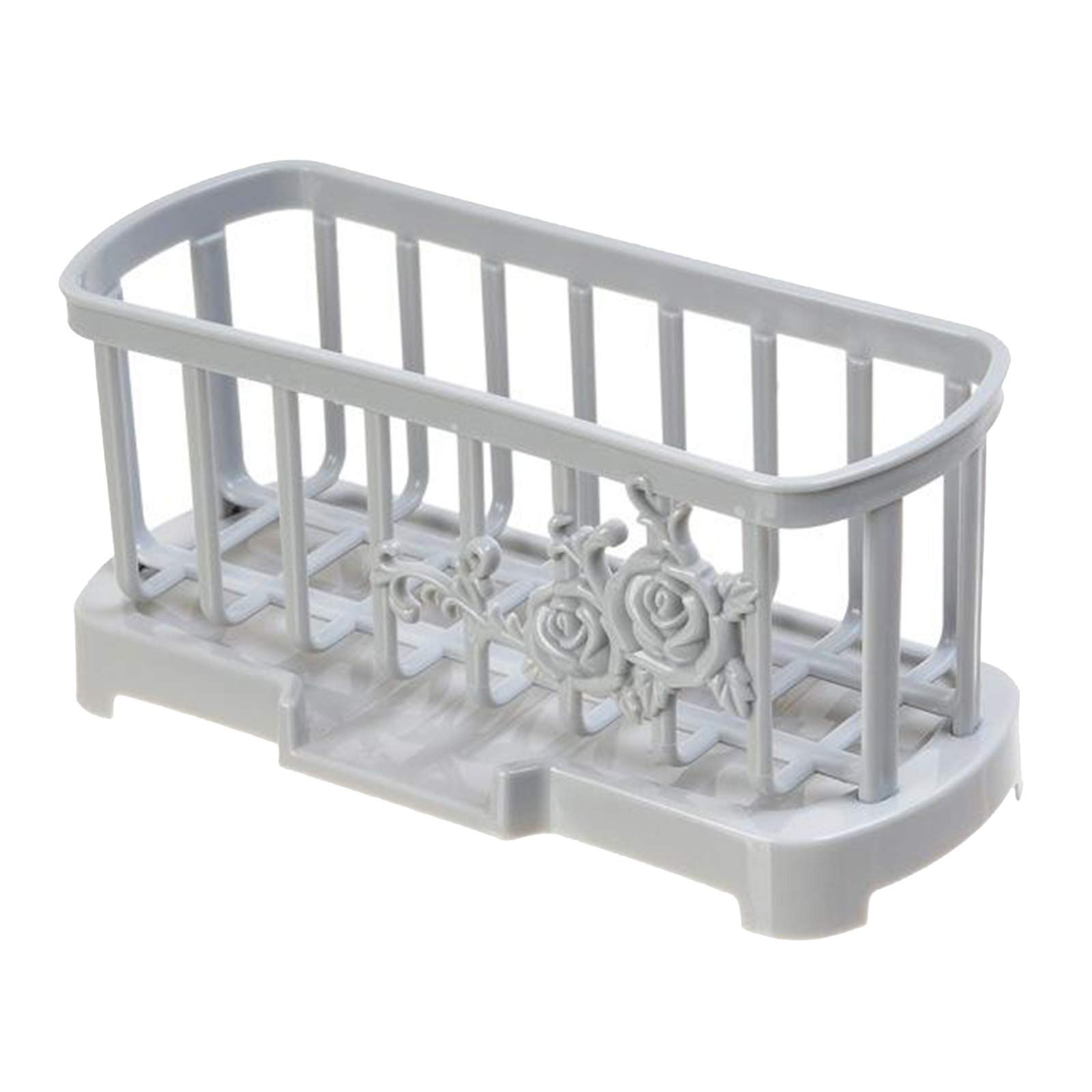 MagiDeal Durable Plastic Sink Organizer - Sponge Holder, Soap Brush Caddy with Drainage for Kitchen Sink - Dish Cleaning Accessories (Gray) | Perfect for Kitchen Organization and Dishwashing Tasks