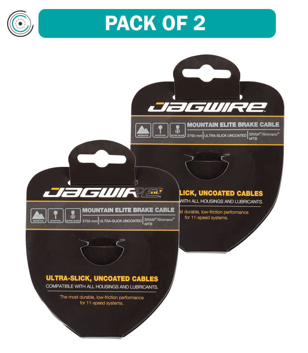 2 Pack Jagwire Elite Ultra Slick Stainless Steel Brake Cables - Compatible with SRAM & Shimano MTB Bikes - Perfect for Mountain Biking and Off-Road Cycling