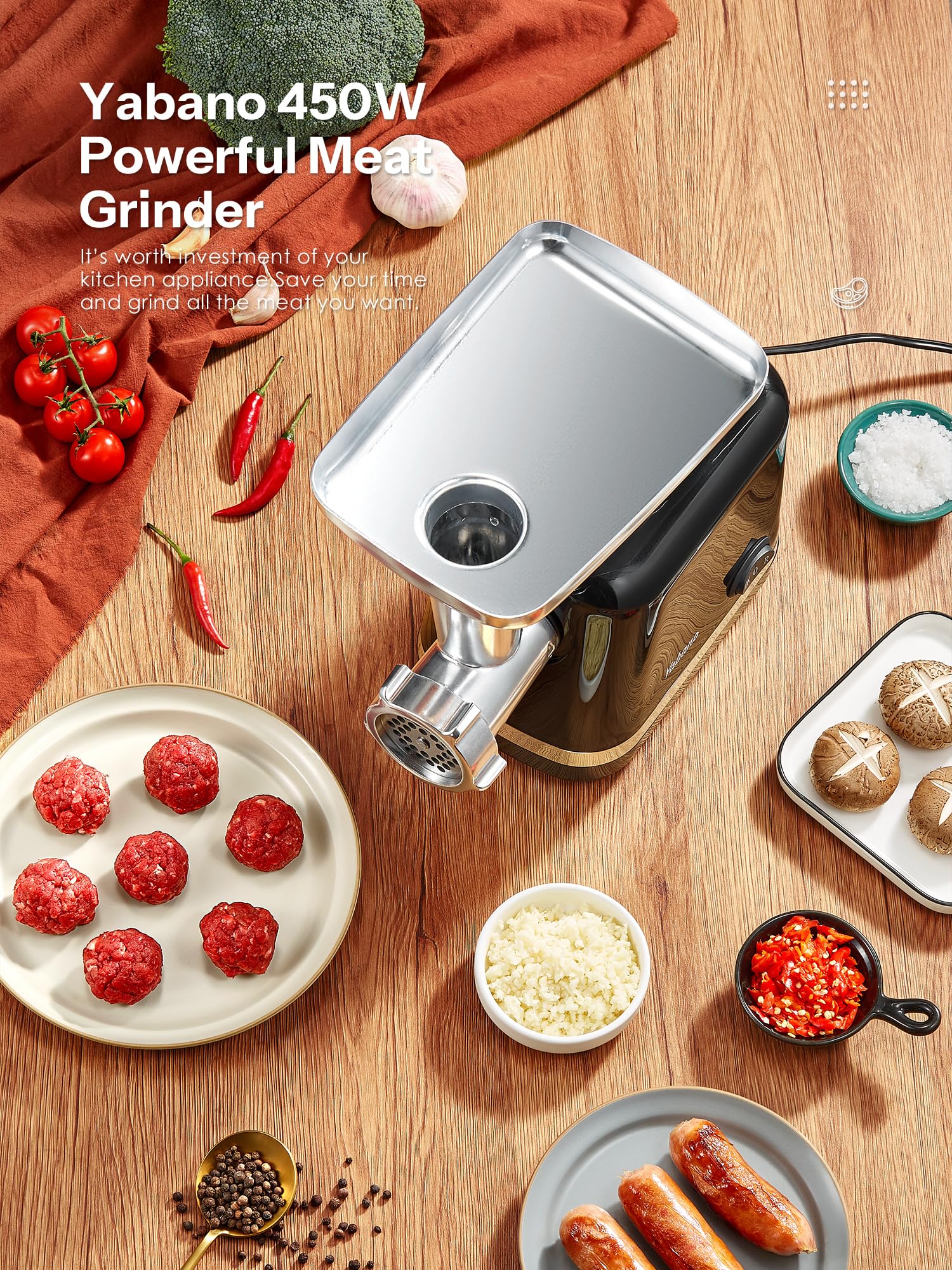 Heavy Duty Electric Meat Grinder with Sausage Stuffer & Kubbe Kit - 3 Stainless Steel Grinder Plates for Home Kitchen, Butcher Shop & Camping (Black) | Perfect for Ground Beef, Sausages & Homemade Pet Food