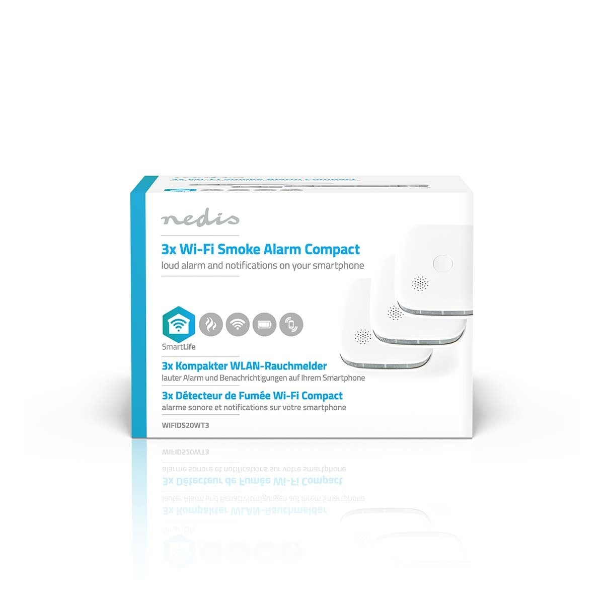 SmartLife 3-Pack Smoke Detector with Replaceable Batteries - Wireless Interconnect, 10-Year Battery Life for Home & Office Safety