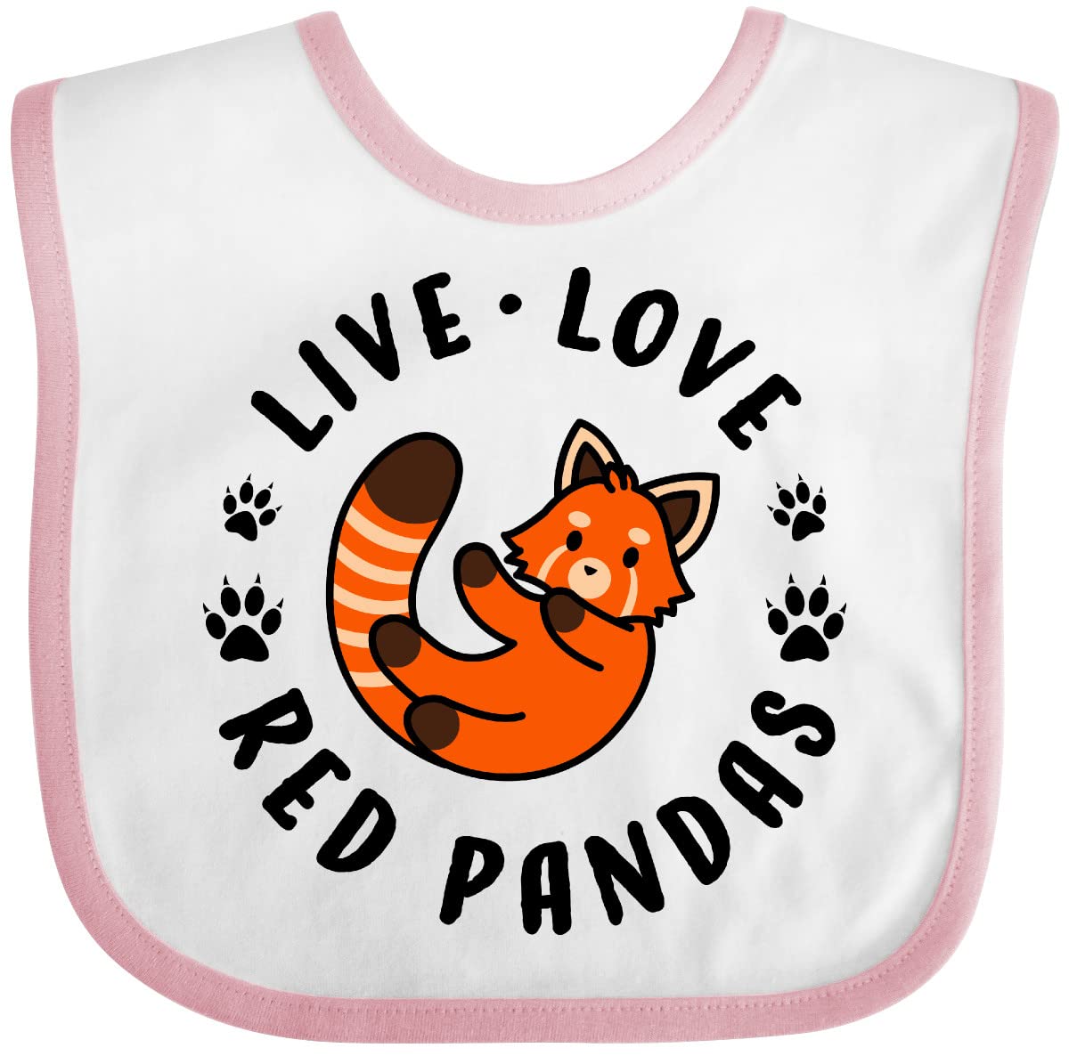 Inktastic Live Love Red Pandas Baby Bib - Soft Cotton Drool Bib for Infants & Toddlers - Perfect for Feeding, Teething & Playtime - Cute Panda Design for Boys & Girls