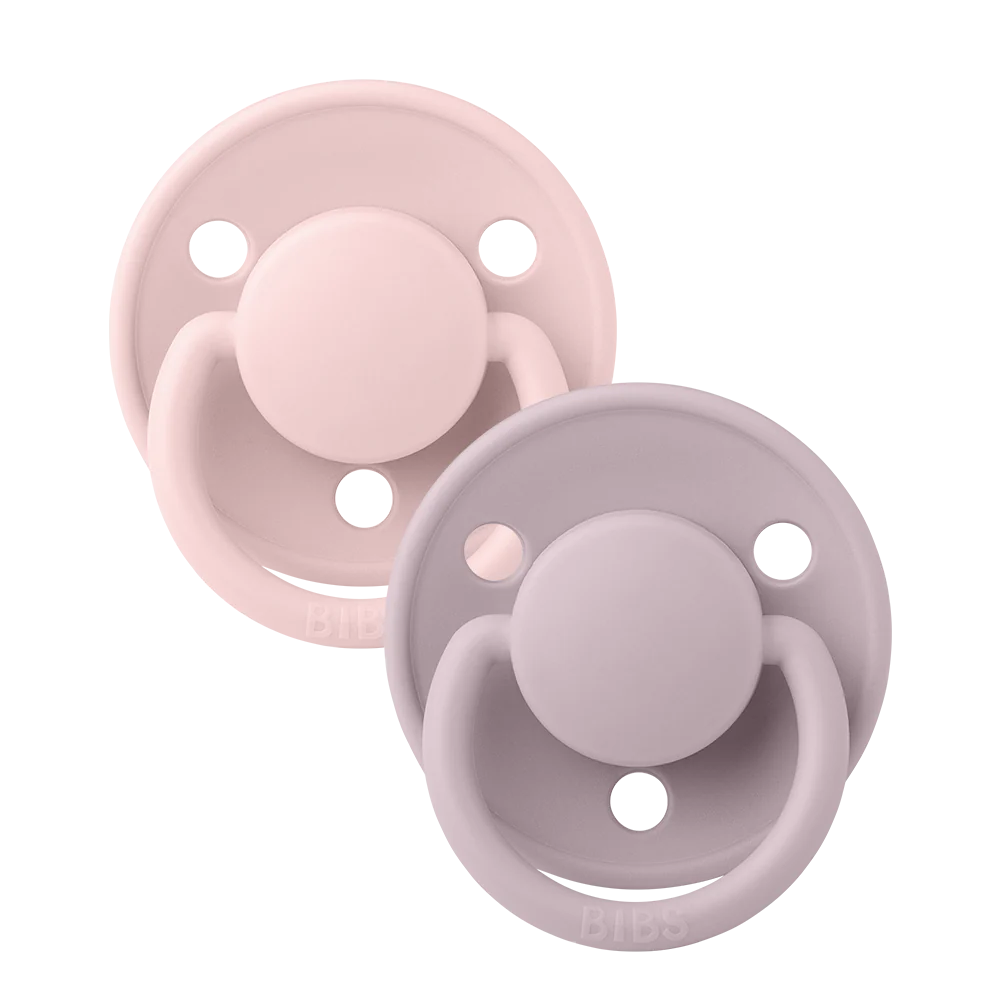 BIBS Round De Lux Silicone Pacifiers 2-Pack for Babies 0-3 Years | Soft Orthodontic Soothers for Newborns & Toddlers | Perfect for Daycare, Travel & Sleep Comfort