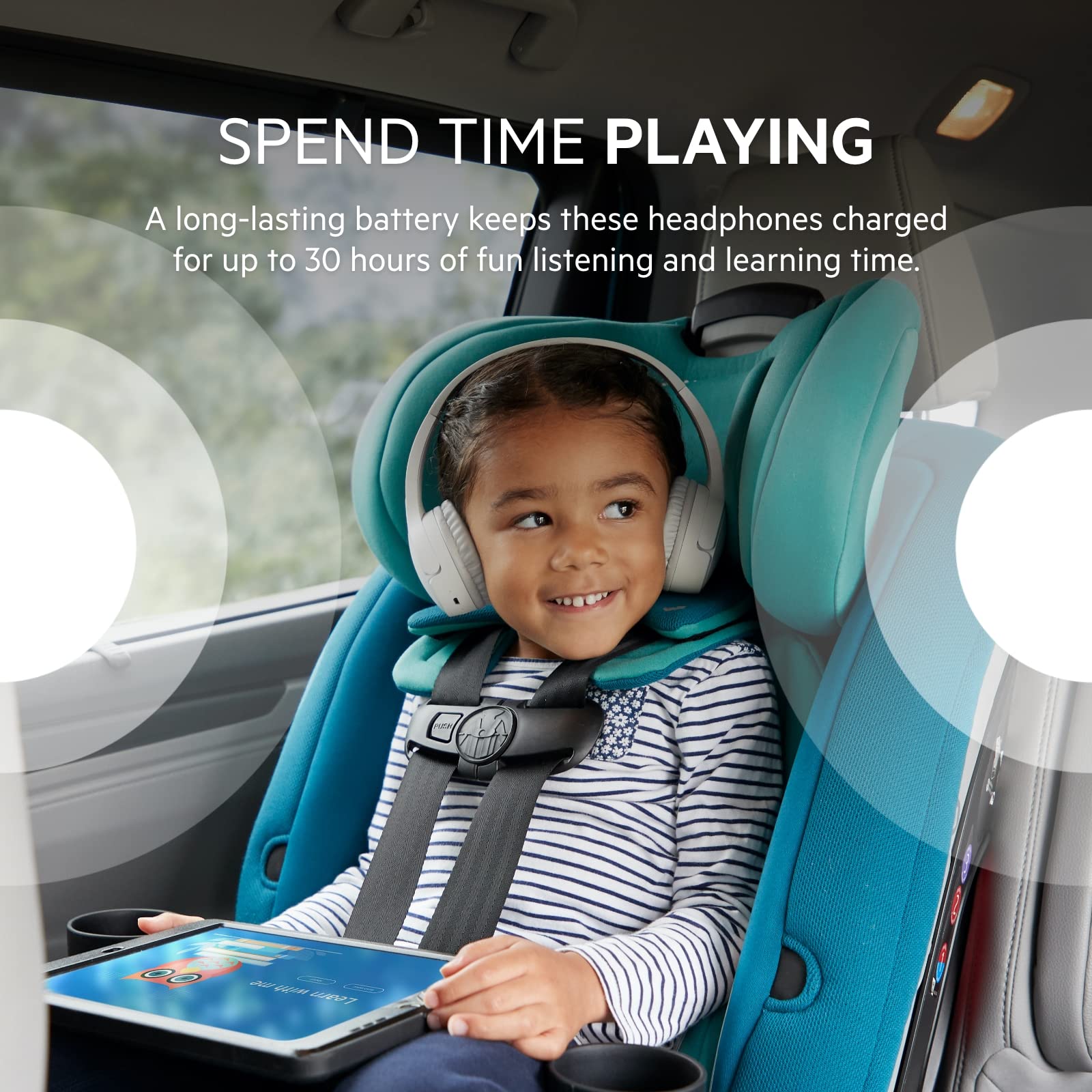 Belkin SoundForm Mini Kids Wireless Headphones with Built-in Microphone - Comfortable Bluetooth Headset for Boys & Girls, Compatible with iPhone, iPad, Galaxy - Ideal for Online Learning, School, Travel & Gaming (White)