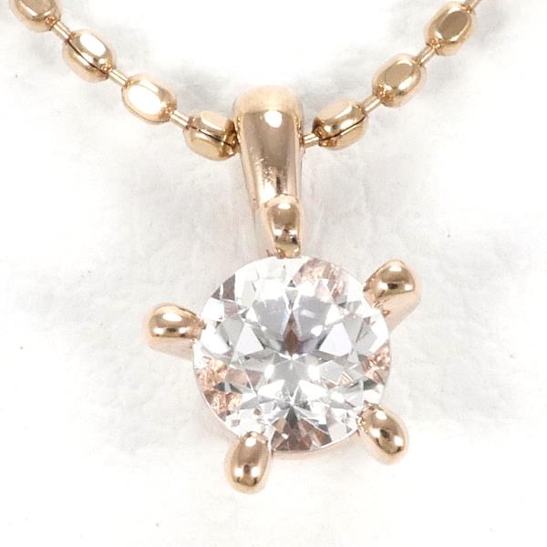 4℃ K10PG White Topaz Pink Gold Necklace - Elegant Jewelry for Women, Perfect for Weddings, Anniversaries & Special Occasions