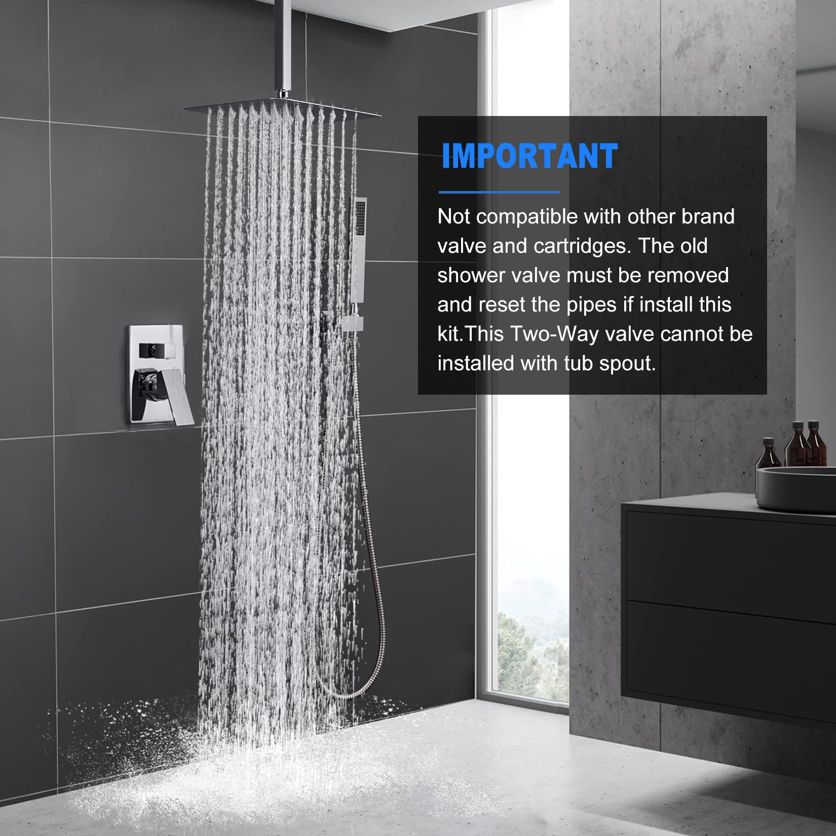 ESNBIA 10 Inch Ceiling Shower System - High Pressure Rainfall Dual Shower Head Combo with Handheld Sprayer, Chrome Shower Faucet Set with Valve and Trim - Perfect for Modern Bathroom Renovation & Spa-Like Shower Experience