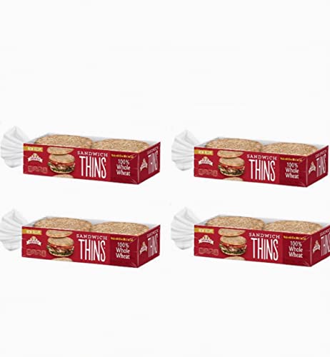 Arnold 100% Whole Wheat Sandwich Thins - 6 Rolls (12 Oz) - Pack of 4 - Healthy Low-Calorie Bread Alternative for Sandwiches, Burgers & Breakfast - Perfect for Meal Prep, Picnics & On-the-Go Lunches