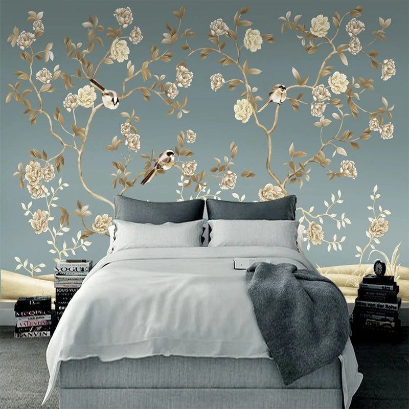 Beautiful Sparrow Floral Wallpaper - Elegant Peel and Stick Designs for Bedroom, Living Room & Nursery Decor | Waterproof Removable Wallpaper for Home Renovation