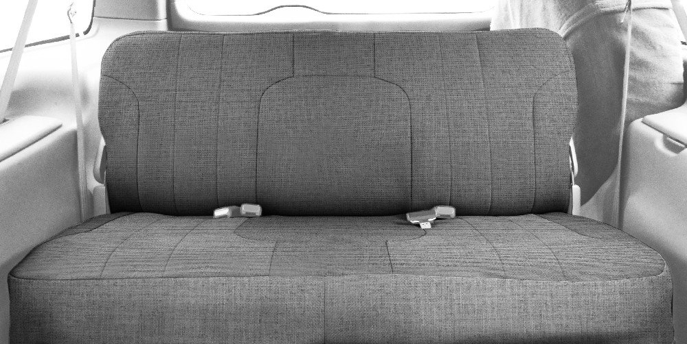 CalTrend Rear Solid Bench Seat Covers - Tweed Fabric for 1997-2002 Jeep Wrangler (Light Grey with Grey Trim) | Durable Protection & Custom Fit for Off-Road Adventures