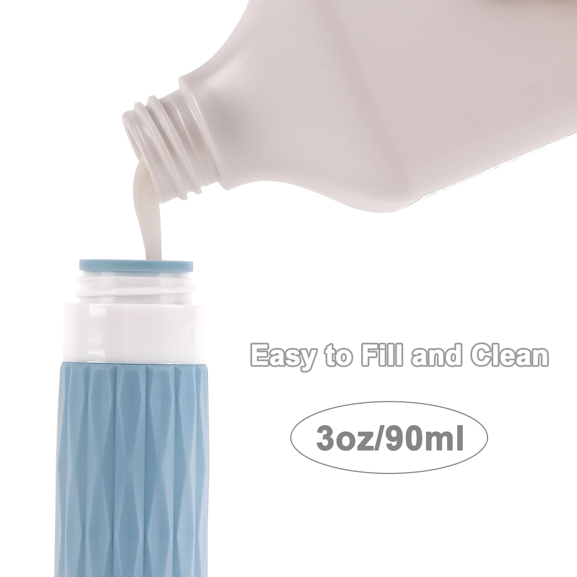 TSA Approved 3oz Travel Bottles for Toiletries - Leakproof & Refillable Silicone Containers for Shampoo, Conditioner (90ml/3oz, Green) - Perfect for Air Travel, Gym & Vacation Essentials